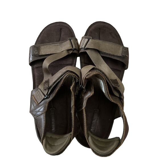 Merrell Mens Brown J91517 Dark Earth Leather Strappy Sport Sandal‎ Size US 8
